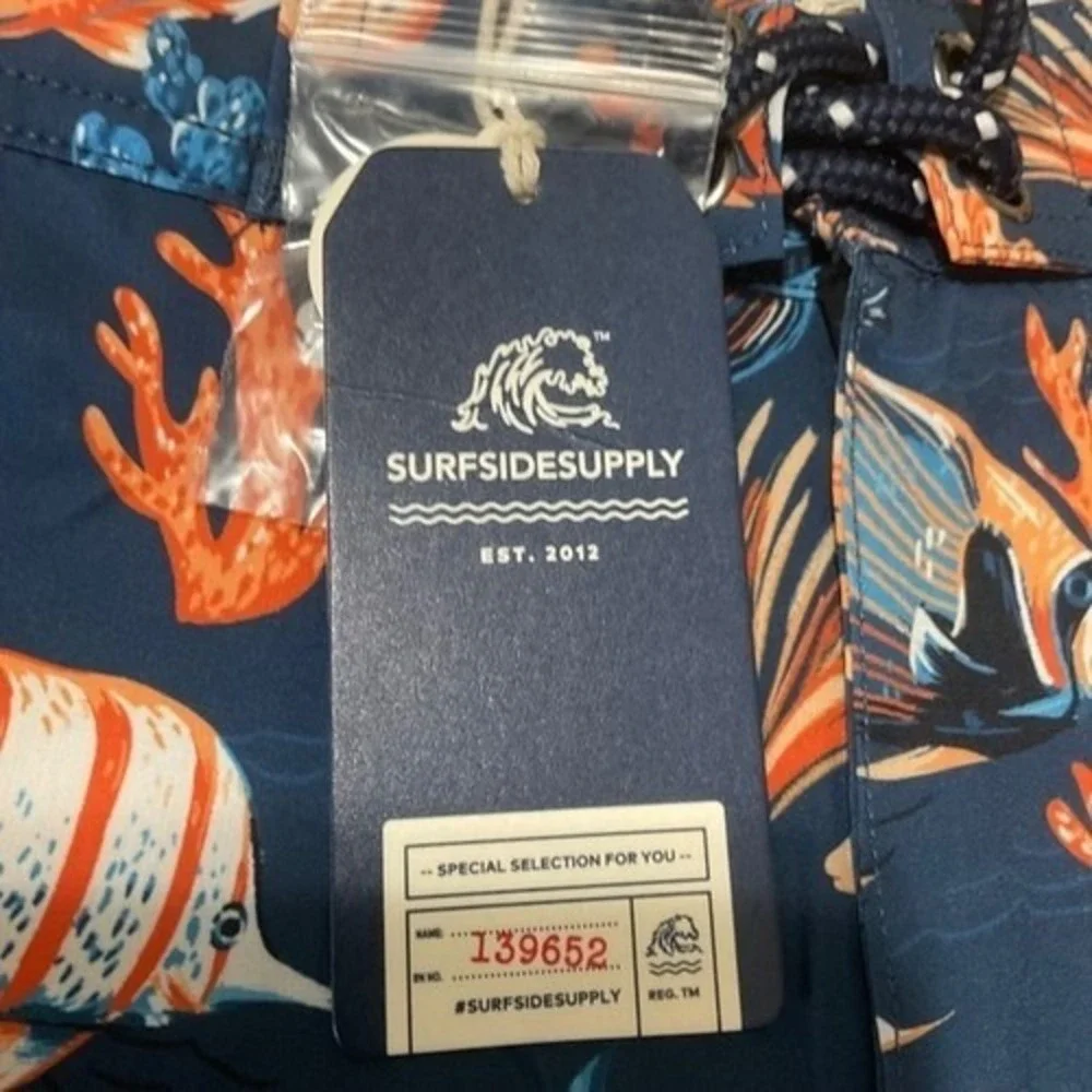 NWT SurfsideSupply‎ Tropical Theme Swim Trunks Men XS China Polyester/Spandex
